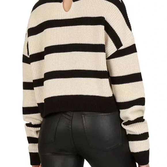 THE KOOPLES Striped black & off-white sweater. Heavy metallic detail size 2X. - Picture 2 of 12